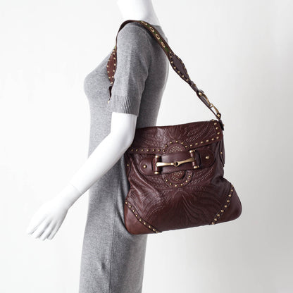 Gucci Leather Studded and Tooled Pelham Brown 2 of 10
