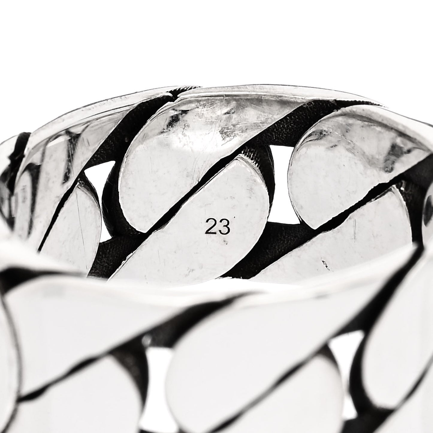 Sterling Silver Interlocking G Chainlink Wide Band Ring 63 10.25