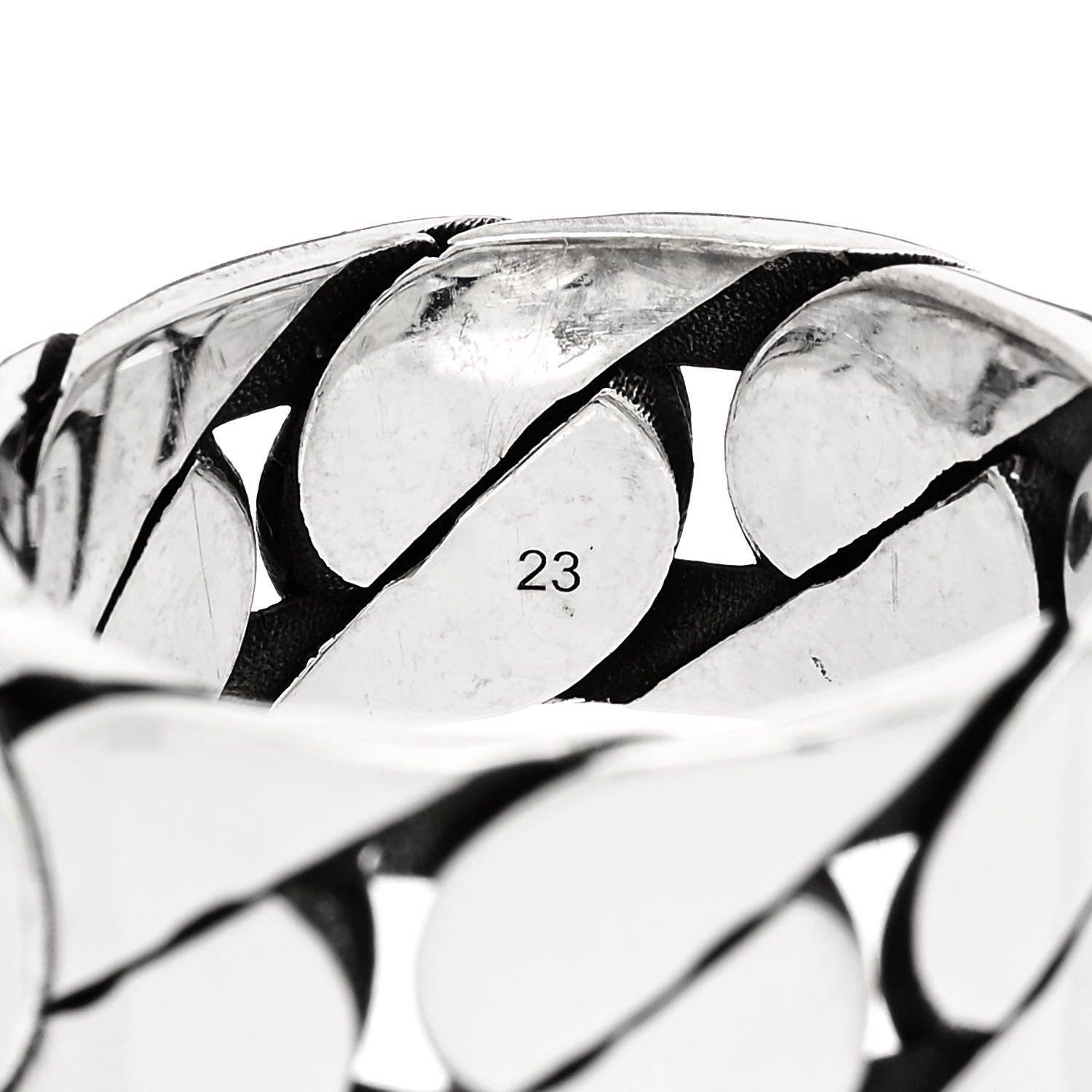 Gucci Sterling Silver Interlocking G Chainlink Wide Band Ring 63 10.25 6 of 6
