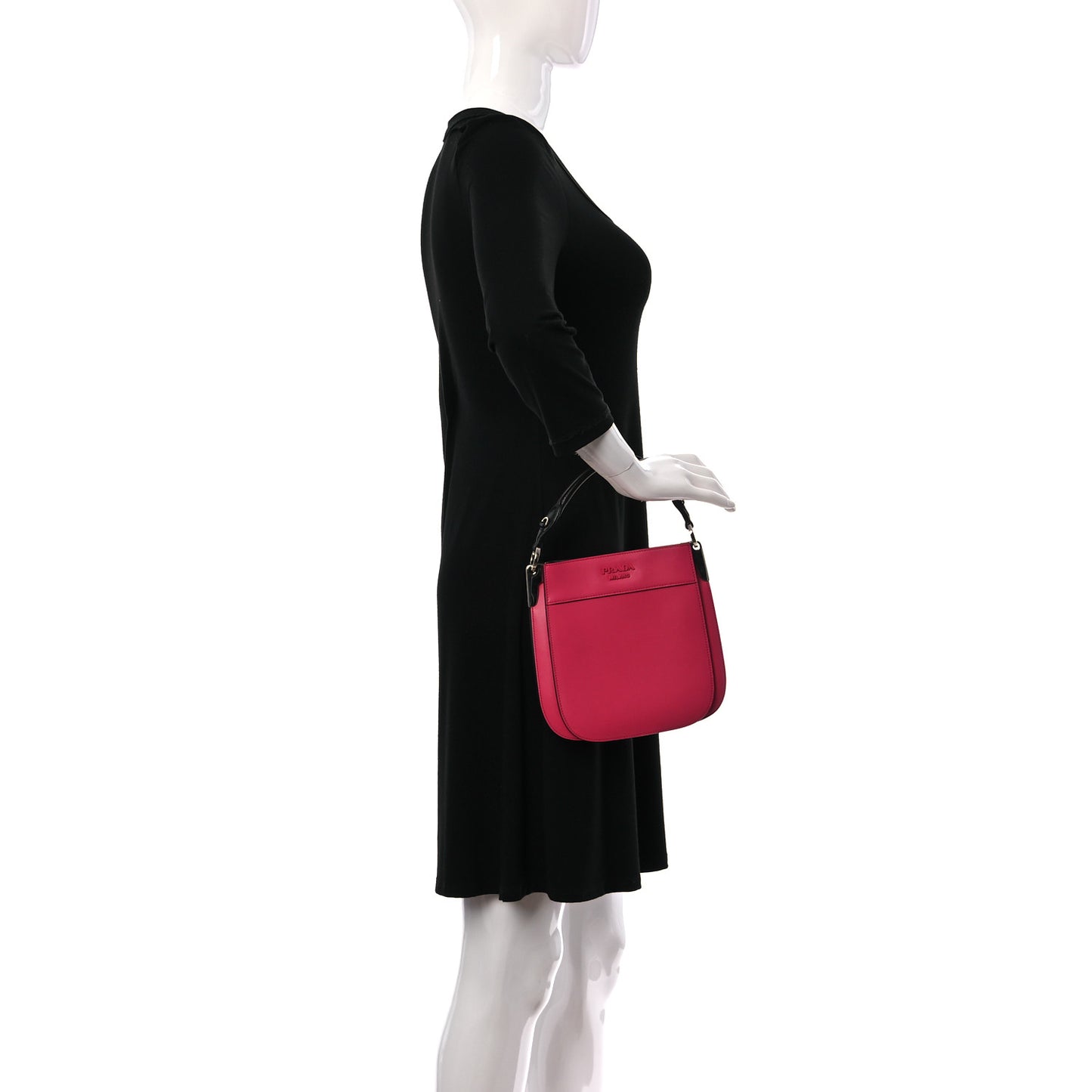 City Calfskin Small Margit Bag Magenta Black