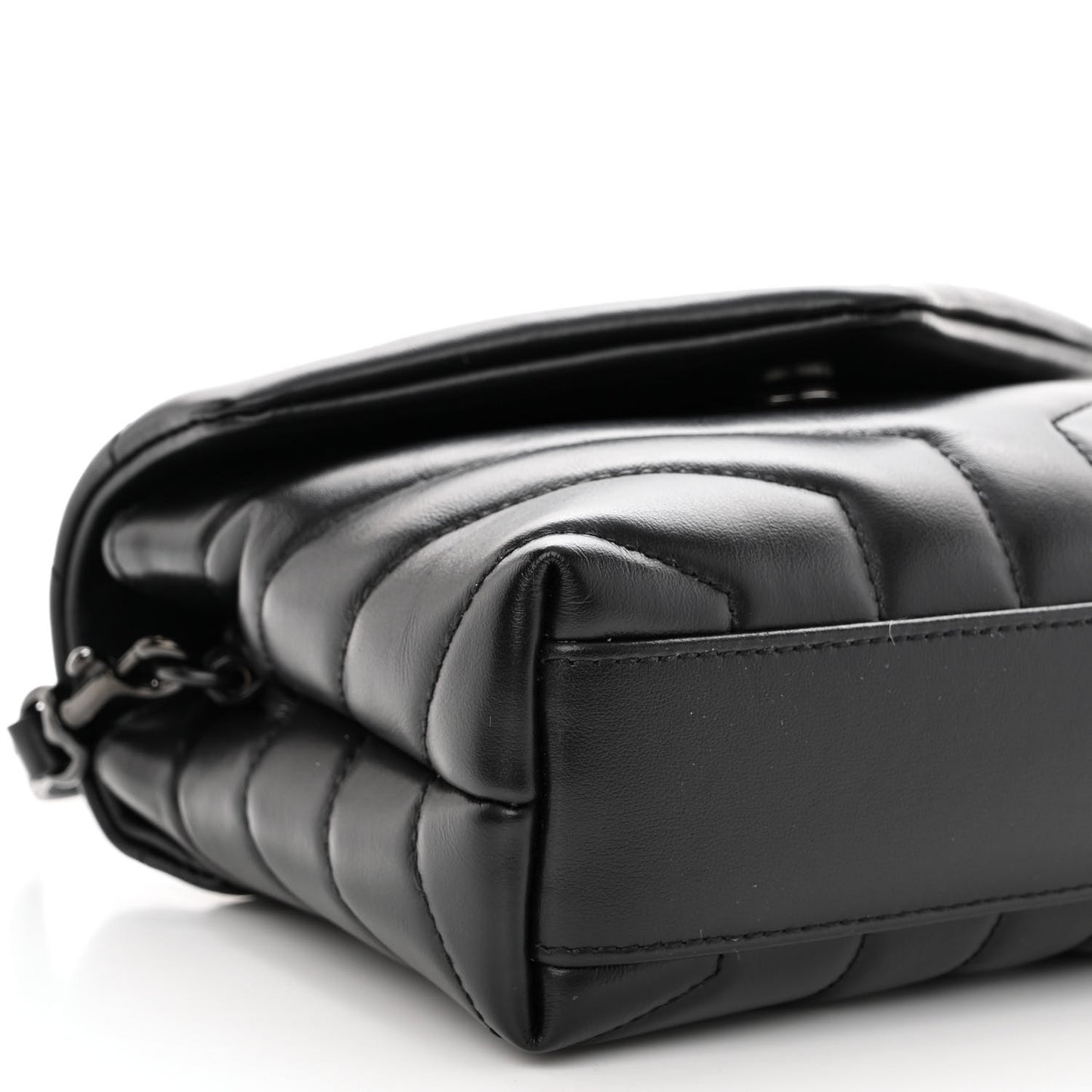 Calfskin Y Quilted Monogram Monochrome Toy Loulou Crossbody Bag Black