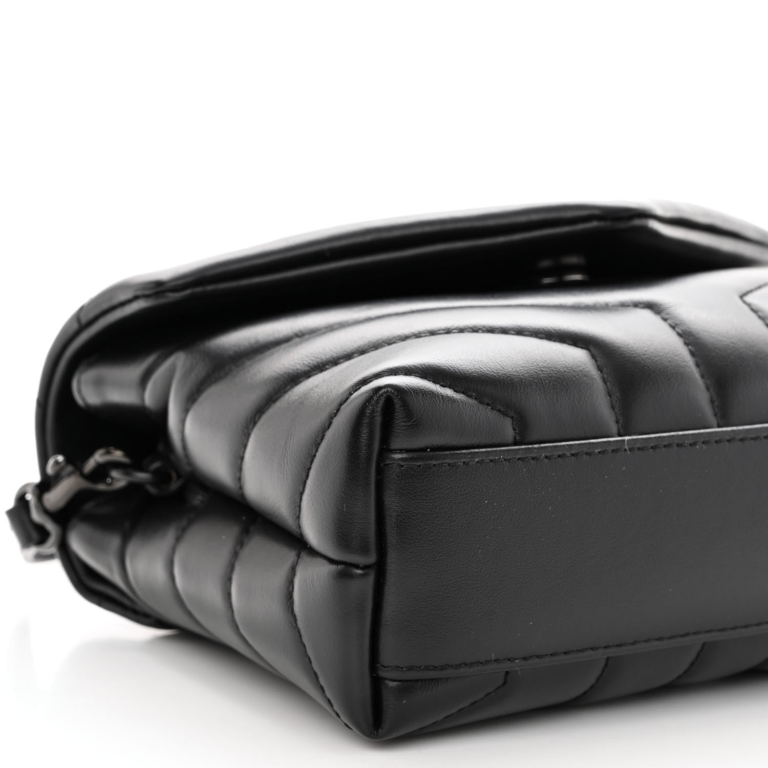 Saint Laurent Calfskin Y Quilted Monogram Monochrome Toy Loulou Crossbody Bag Black 8 of 10