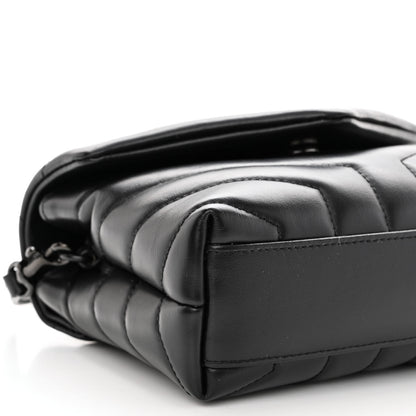 Saint Laurent Calfskin Y Quilted Monogram Monochrome Toy Loulou Crossbody Bag Black 8 of 10