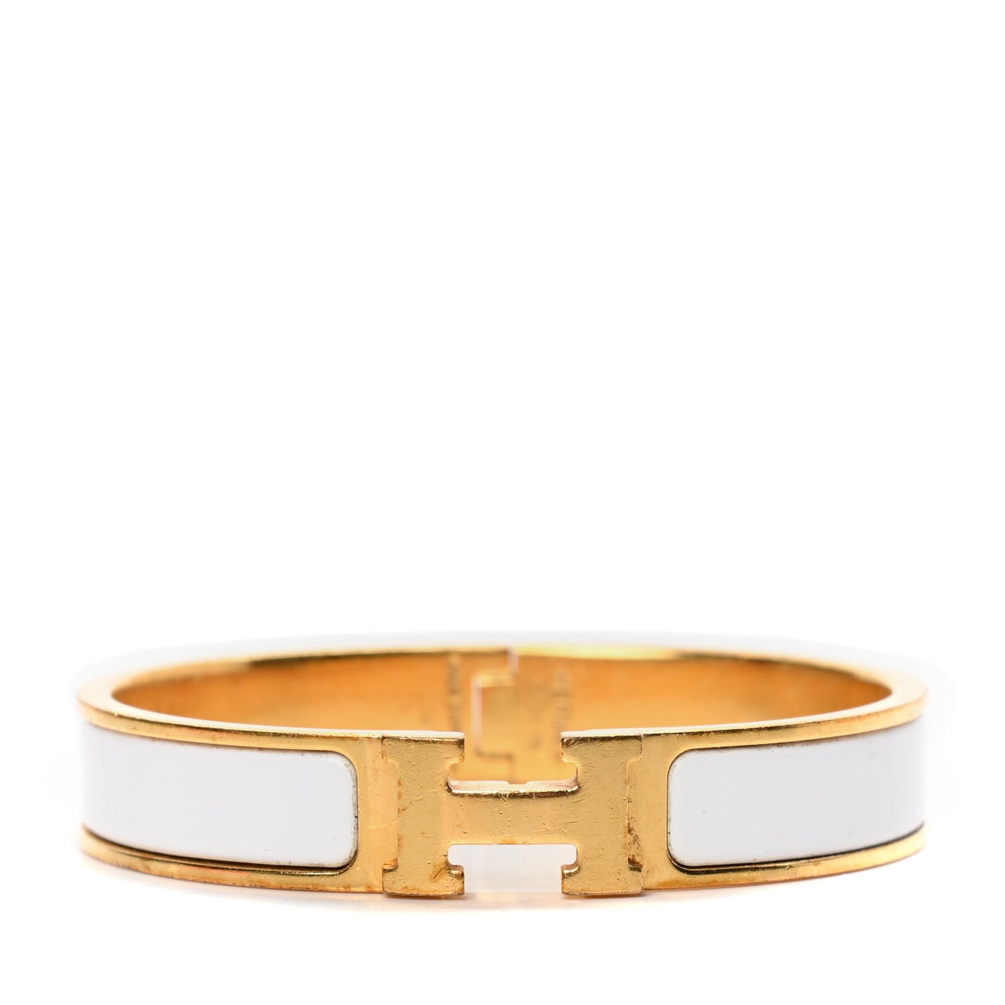 Enamel Narrow Clic Clac H Bracelet PM White