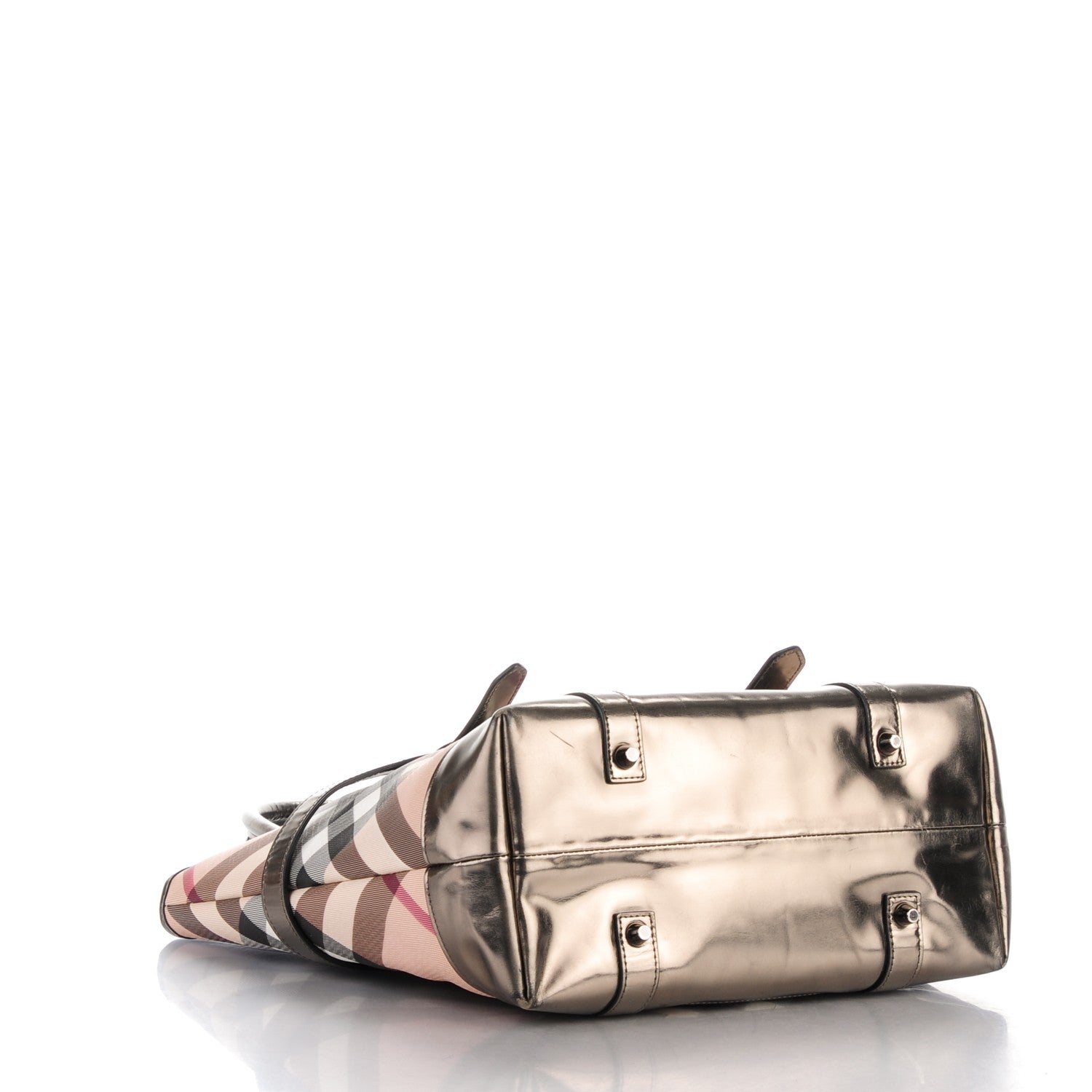 Burberry Patent Supernova Check Medium Denham Tote Dark Nickel 4 of 12