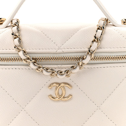 Chanel Caviar Quilted Top Handle Slim Vanity With Chain White 8 of 13