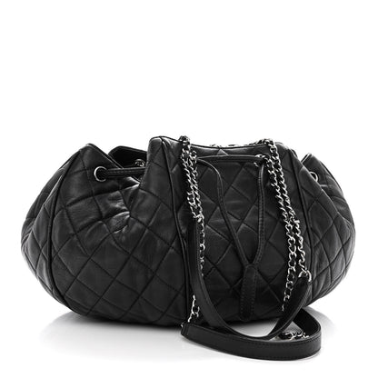 Chanel Calfskin Quilted Drawstring Sac Cordon Bag Black 3 of 10