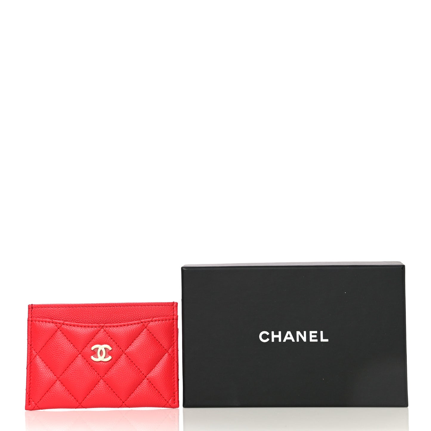 Caviar Quilted Card Holder Red