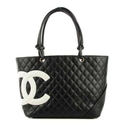 Chanel Calfskin Quilted Large Cambon Tote Black White 1 of 7