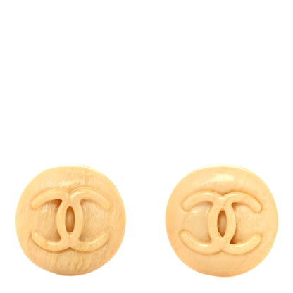 Chanel Resin CC Clip On Earrings Beige 1 of 5