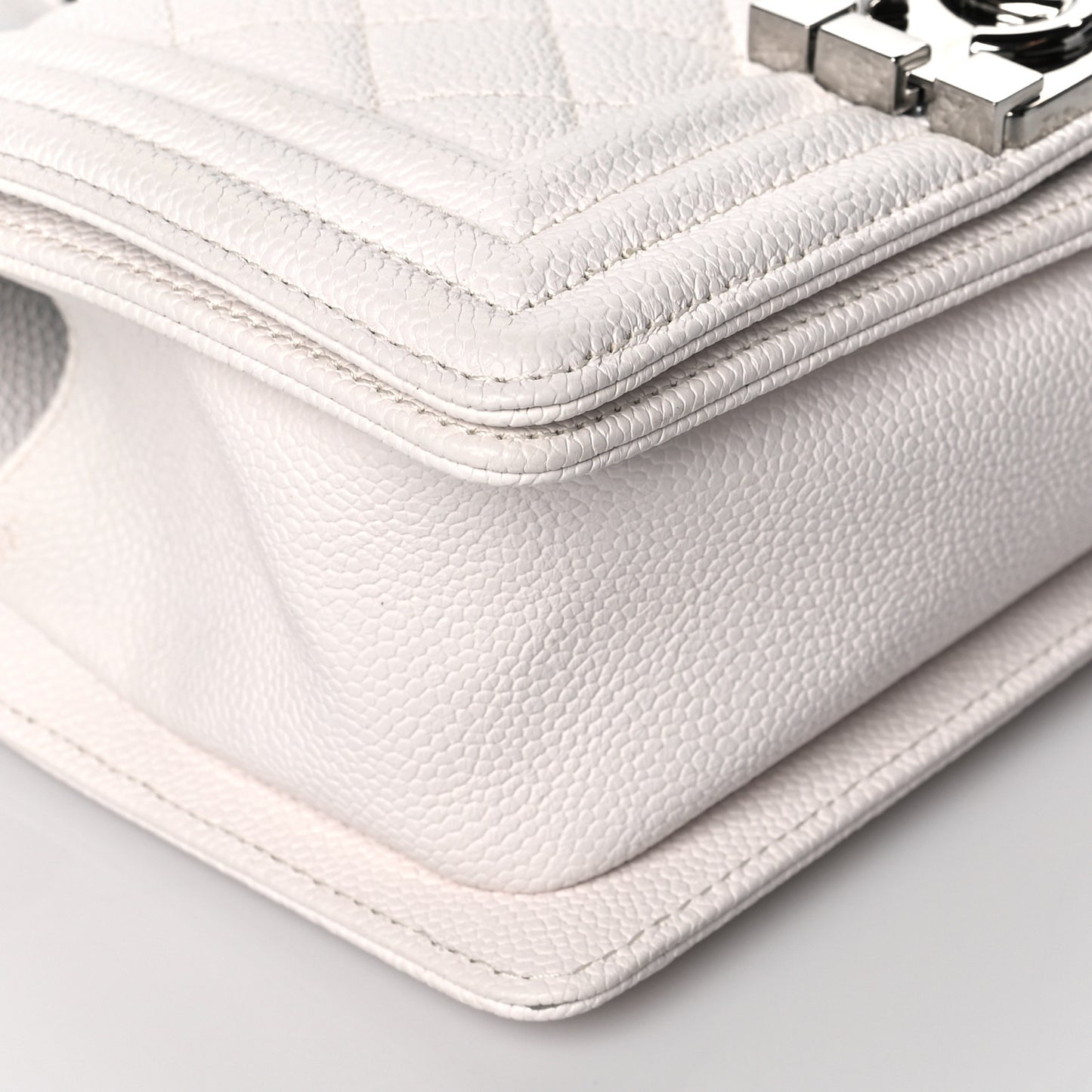Caviar Quilted Small Boy Flap White
