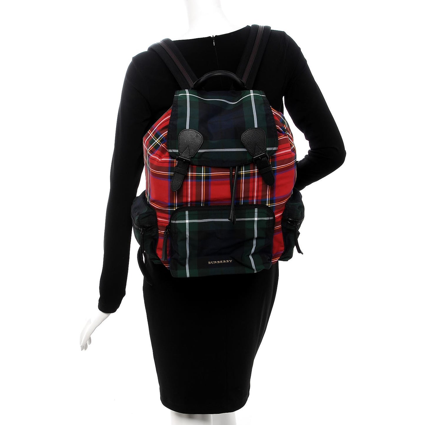 Laminated Tartan Patchwork Large Rucksack Backpack Military Red