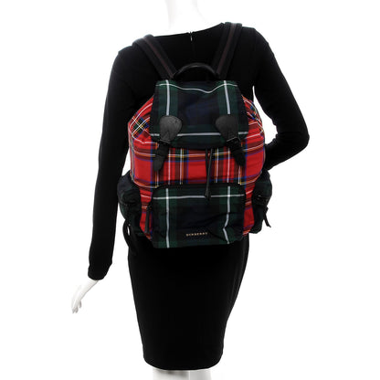 Burberry Laminated Tartan Patchwork Large Rucksack Backpack Military Red 2 of 6