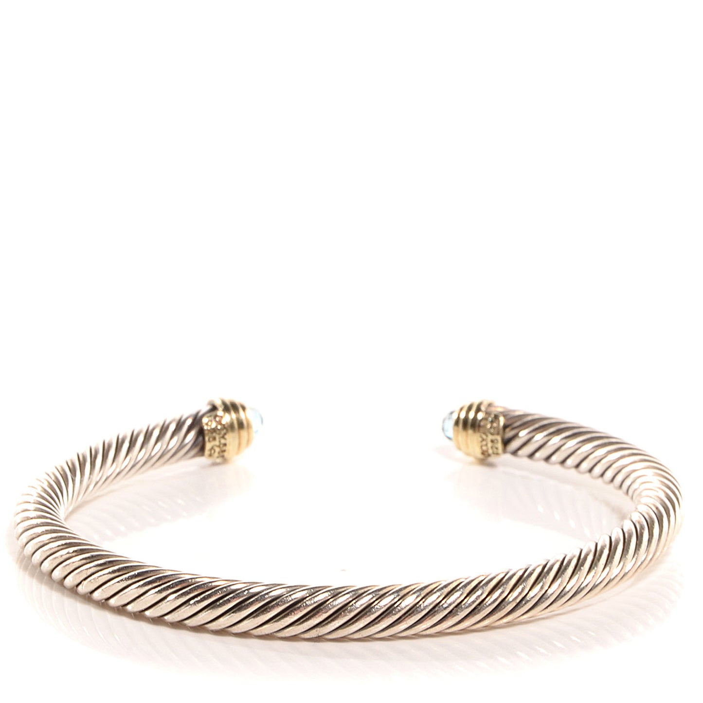 Sterling Silver 14K Yellow Gold Blue Topaz 5mm Cable Classics Petite Color Bracelet