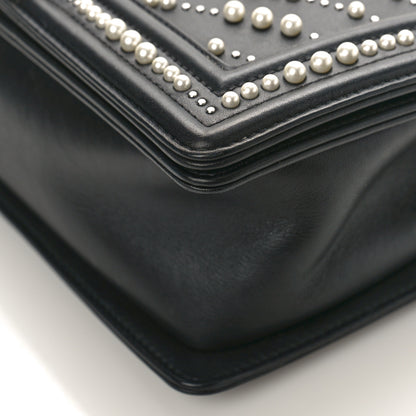 Chanel Calfskin Pearl Chevron Medium Boy Flap Black 10 of 10
