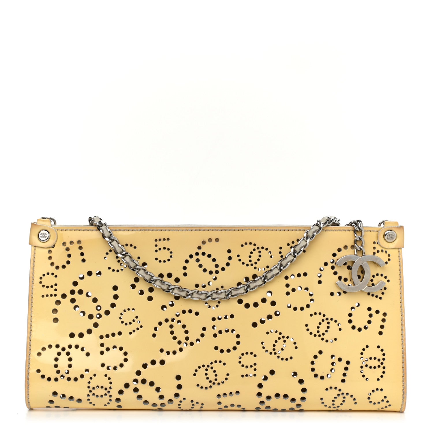 Chanel Patent Perforated CC N°5 Clutch Yellow 1 of 16