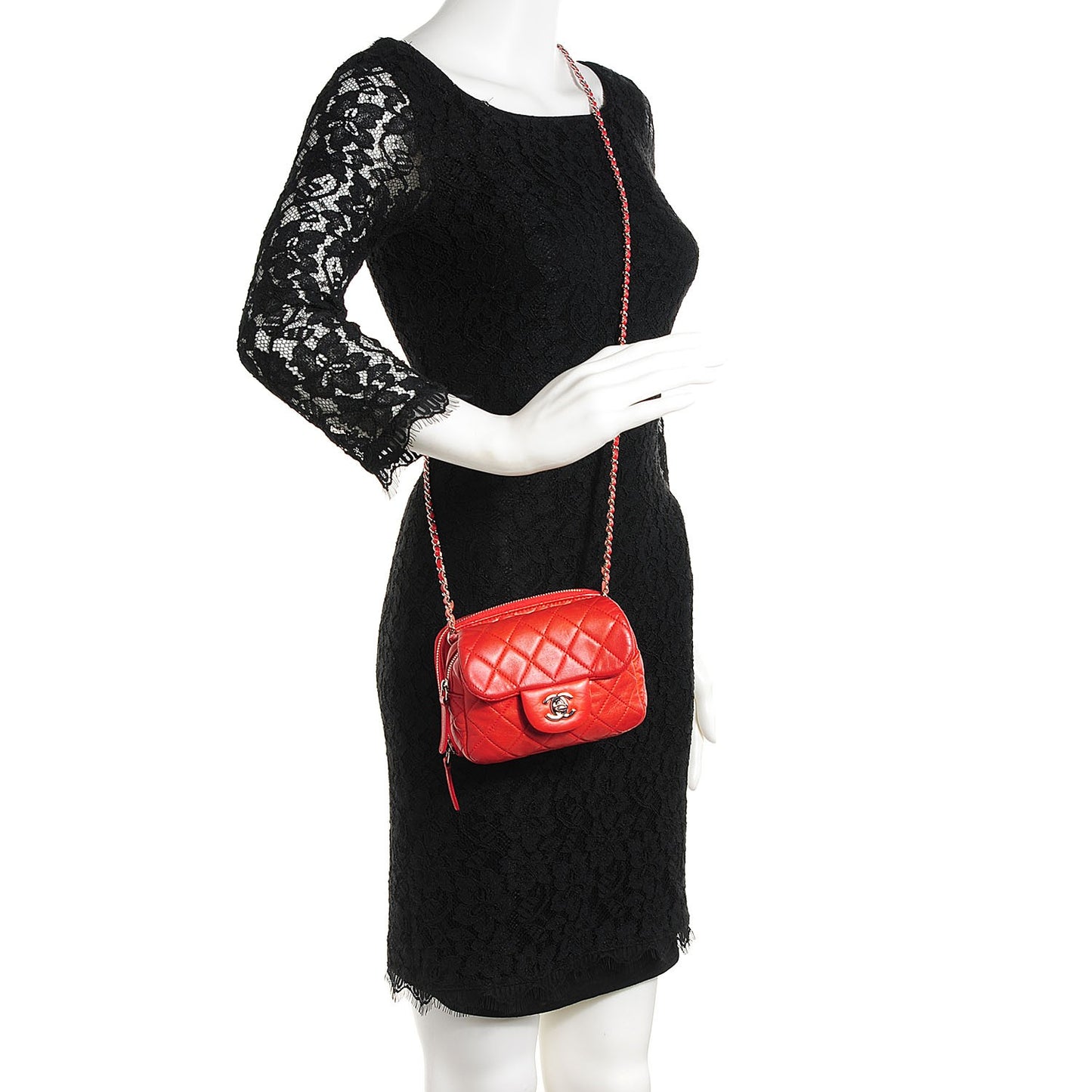 Lambskin Quilted WOC Mini Flap Red