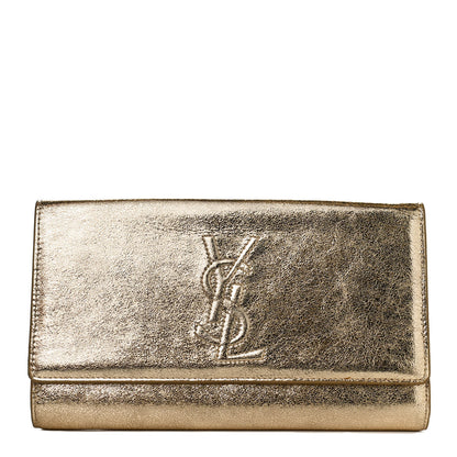 Saint Laurent Metallic Calfskin Monogram Large Belle De Jour Clutch Gold 1 of 8