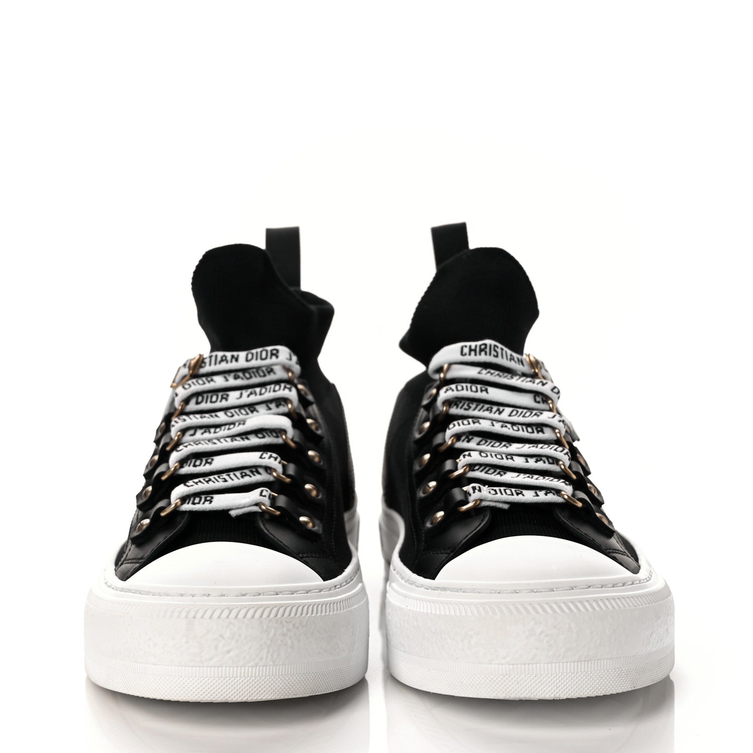Christian Dior Technical Knit Calfskin Womens Walk'N'Dior High Top Sneakers 38.5 Black 2 of 8