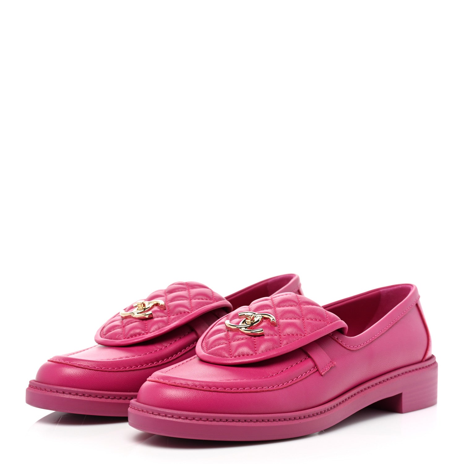 Chanel Lambskin Quilted CC Turnlock Loafers 41 Fuchsia 3 of 8