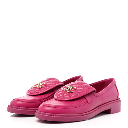 Chanel Lambskin Quilted CC Turnlock Loafers 41 Fuchsia 3 of 8