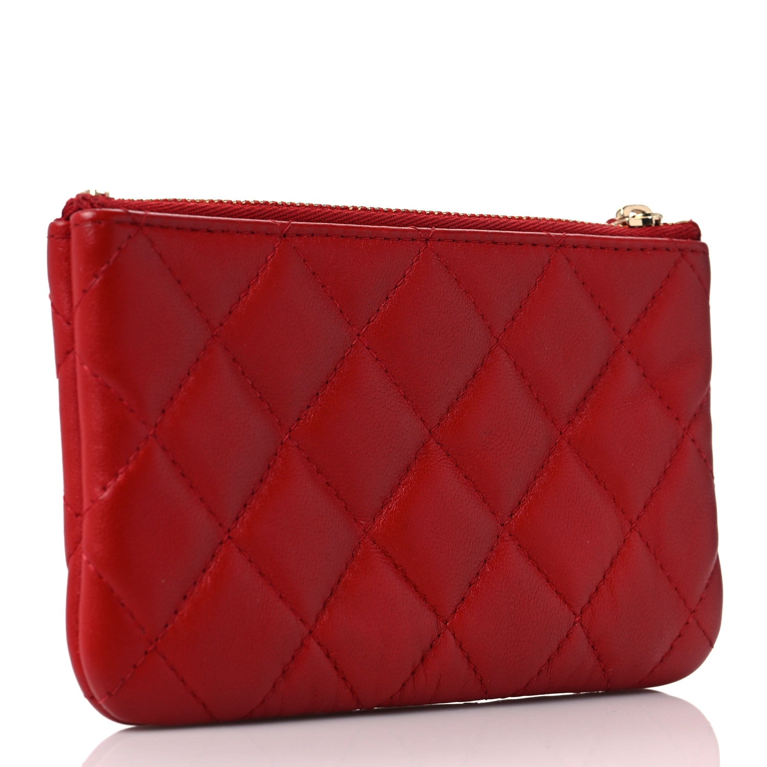 Chanel Lambskin Quilted Small Cosmetic Case Red 3 of 9