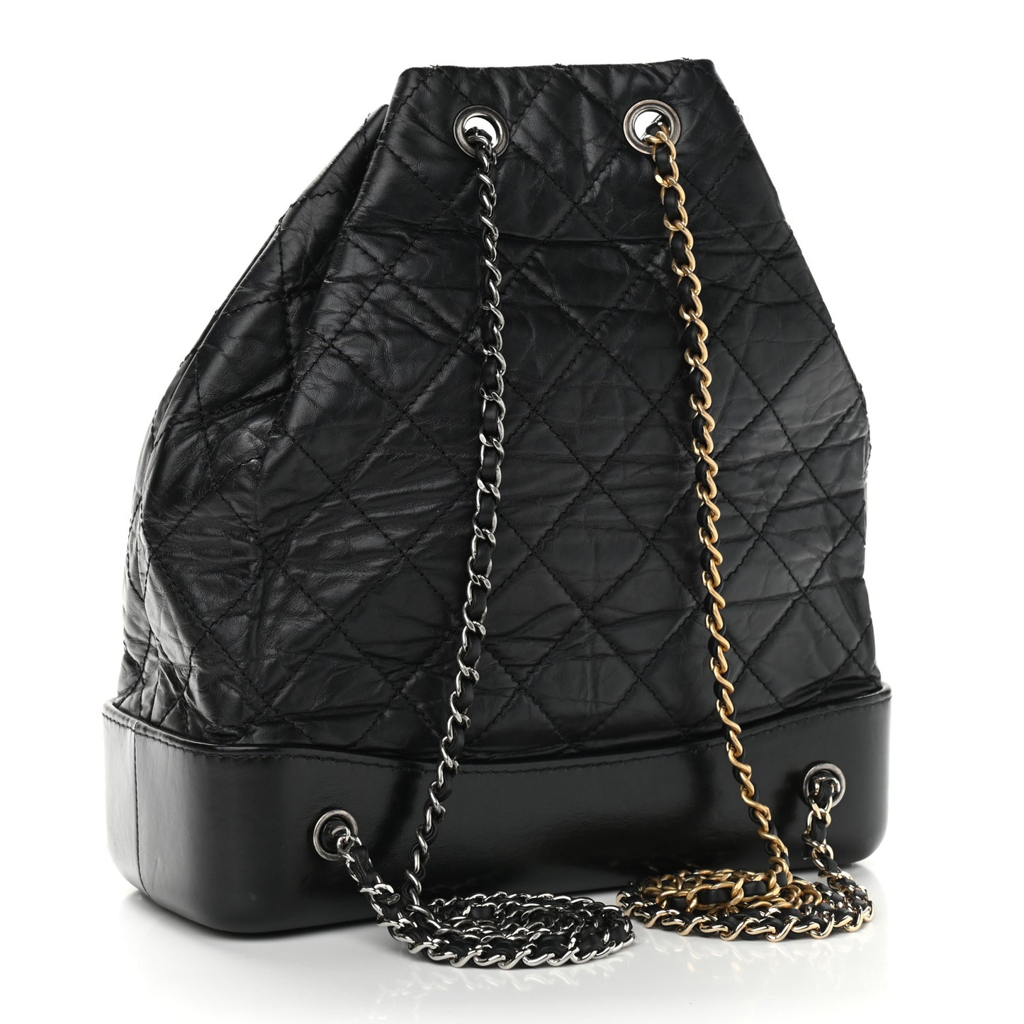 Aged Calfskin Quilted Gabrielle Backpack Black