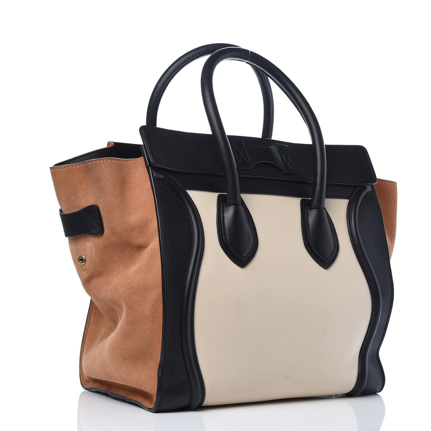 Satin Calfskin Suede Mini Tri-Color Luggage Seashell