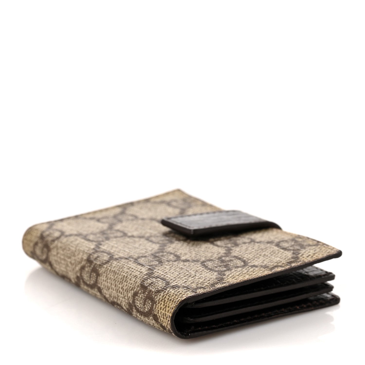 Gucci Monogram GG Plus Avel Card Holder Wallet Beige Ebony Cocoa 4 of 9
