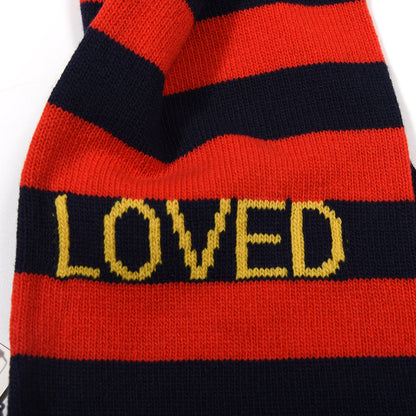 Gucci Wool Tricot Striped Bee Scarf Sapphire Red 5 of 5