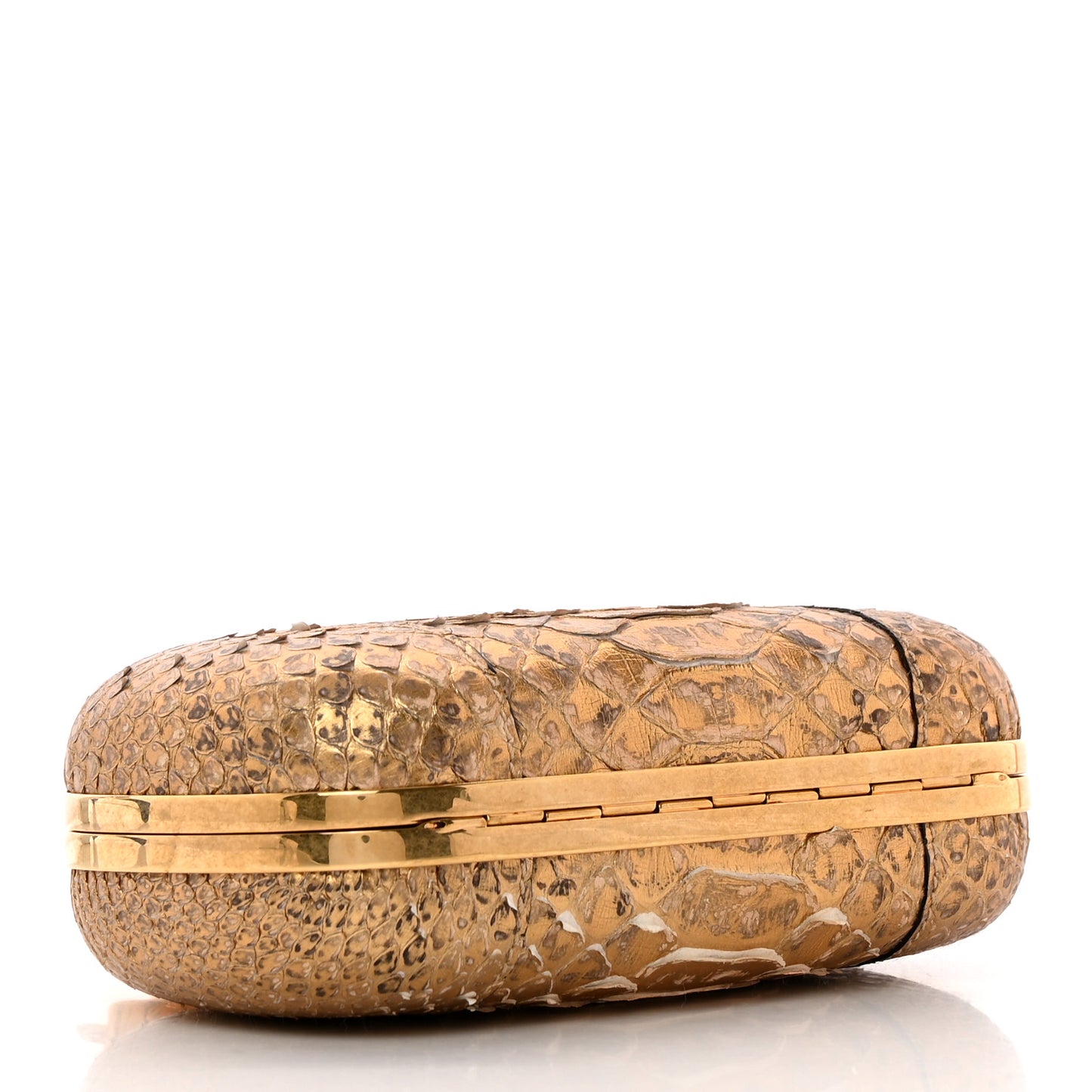 Metallic Marbled Snakeskin Crystal Apple Hummingbird Knuckle Duster Box Clutch Gold