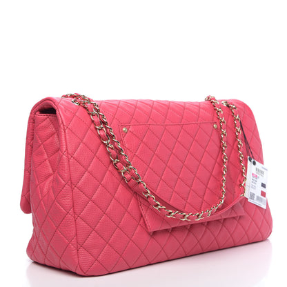 Chanel Calfskin Quilted XXL Travel Flap Bag Dark Pink 4 of 10