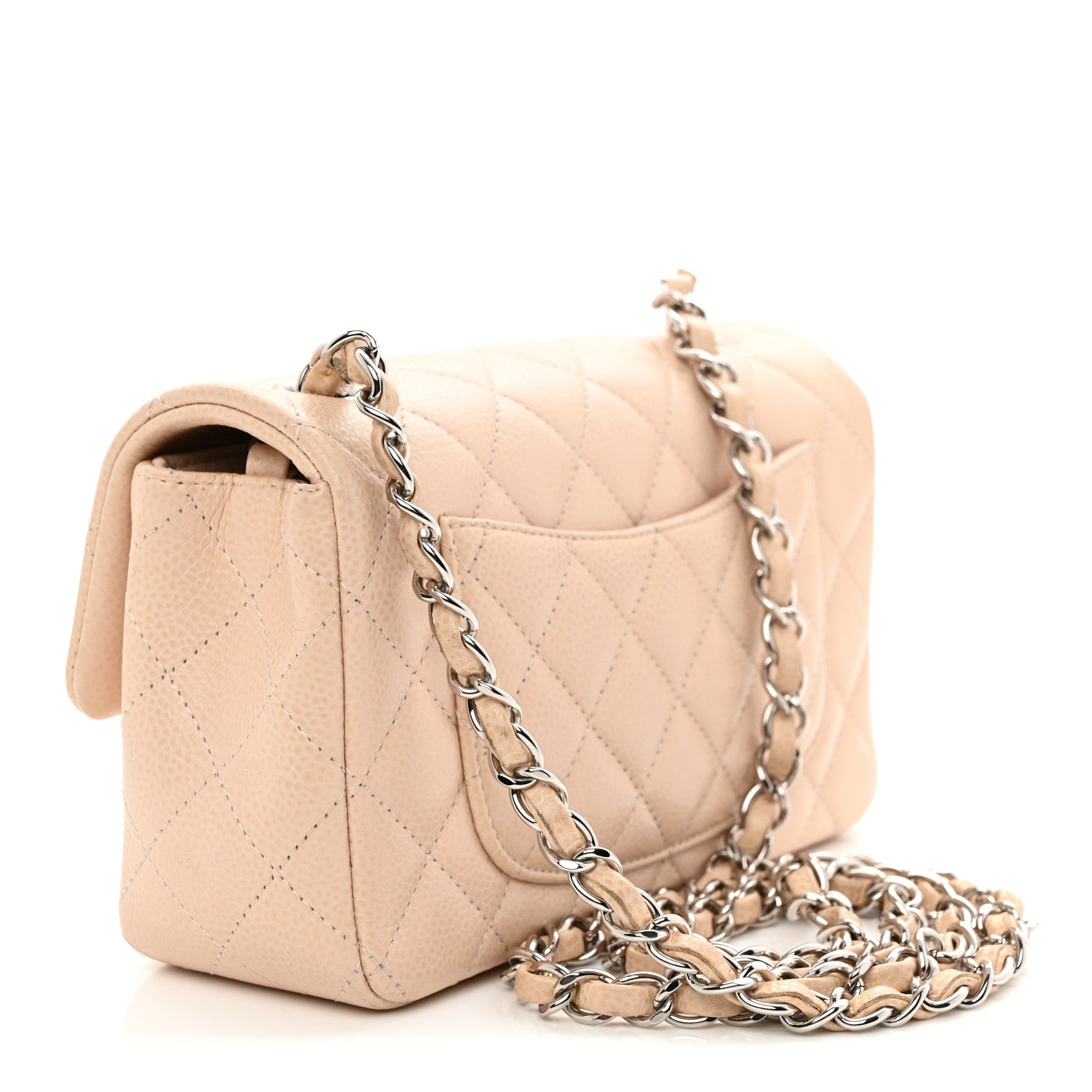 Chanel Caviar Quilted Mini Rectangular Flap  Light Beige 3 of 13