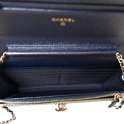 Chanel Caviar Quilted Golden Class Wallet On Chain WOC Navy 5 of 11