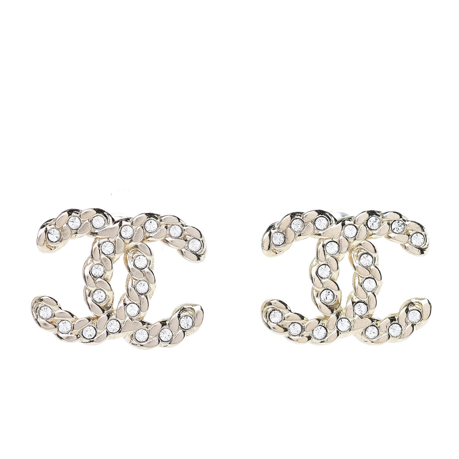 Chanel Crystal Pearls Coronation CC Earrings Gold 1 of 5