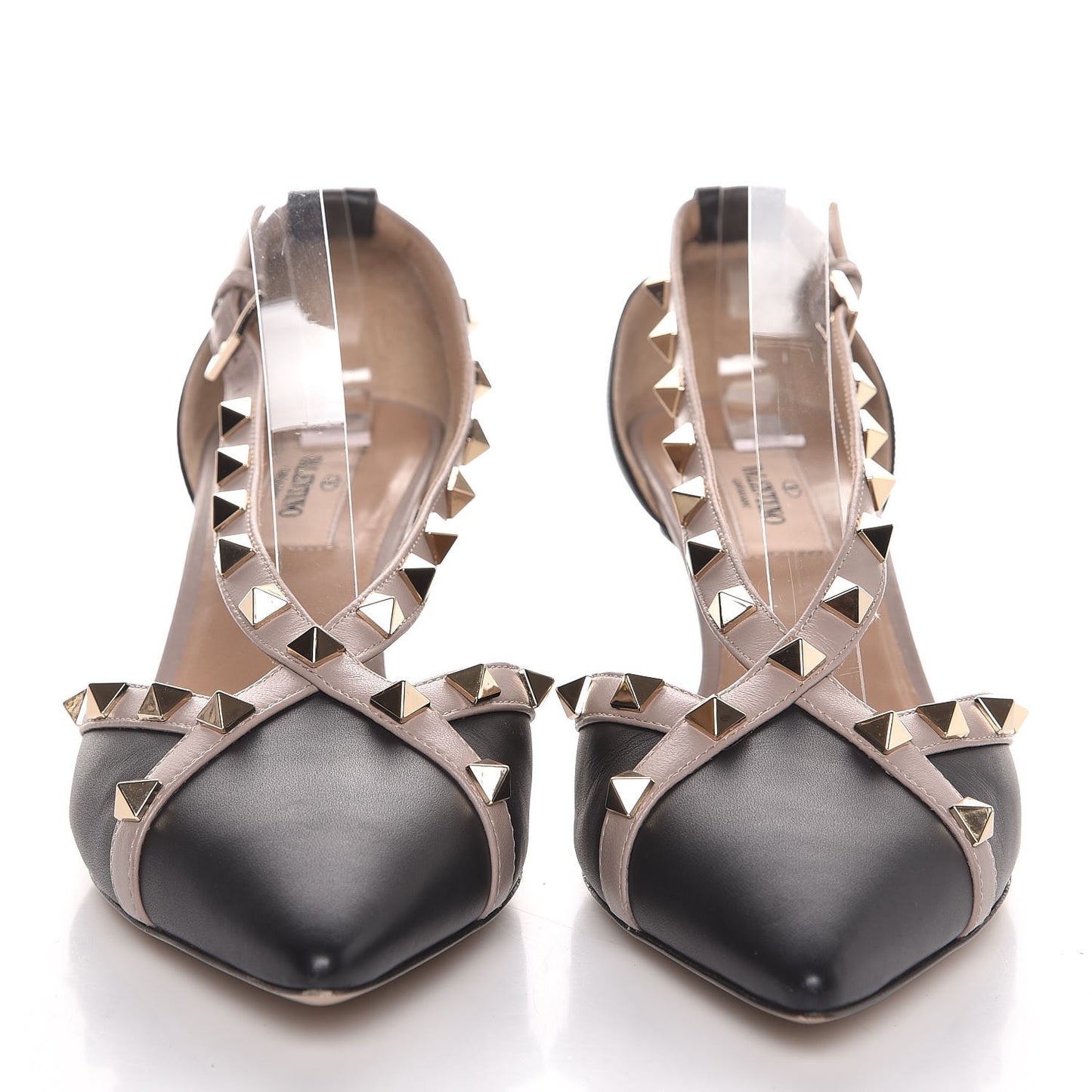 Nappa Rockstud Cross Strap D'Orsay 55mm Pumps 37.5 Black Poudre