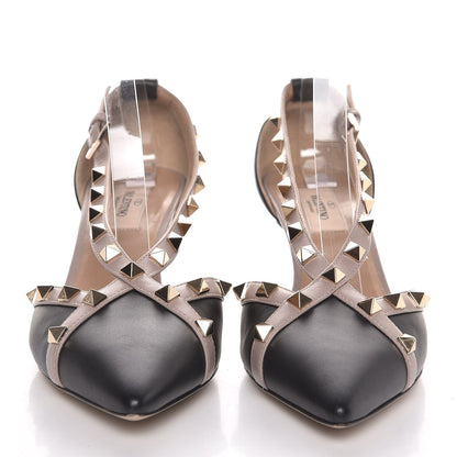 Valentino Garavani Nappa Rockstud Cross Strap D'Orsay 55mm Pumps 37.5 Black Poudre 2 of 7