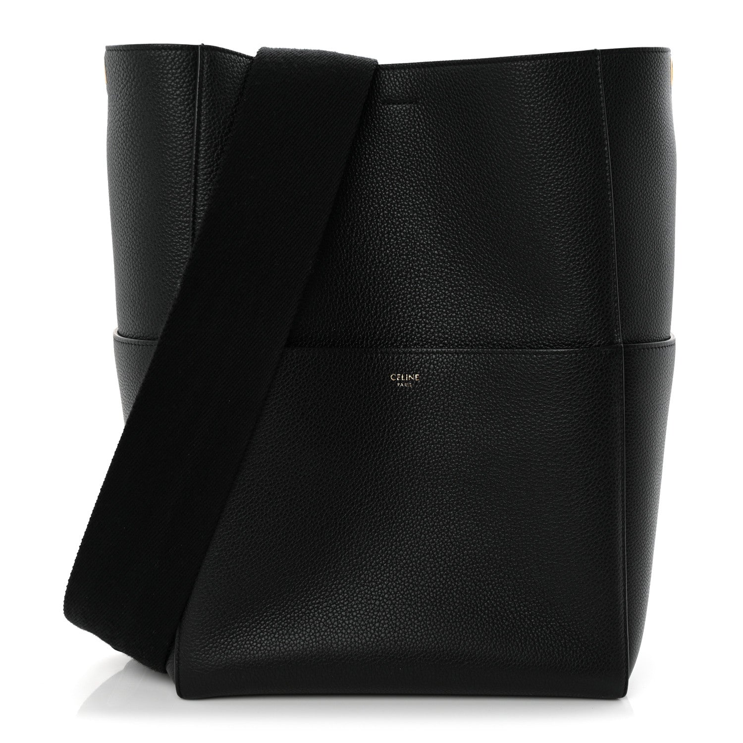 Celine Soft Grained Calfskin Sangle Bucket Bag Black 1 of 10