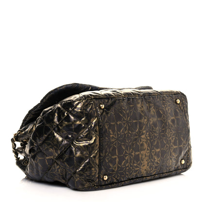 Chanel Nylon Printed Quilted Accordion Flap Black Gold 4 of 19