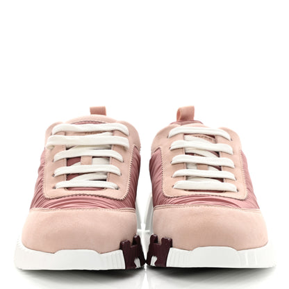 Hermes Parachute Fabric Suede Goatskin Bouncing Sneakers 37 Rose Rose Opaline 2 of 8