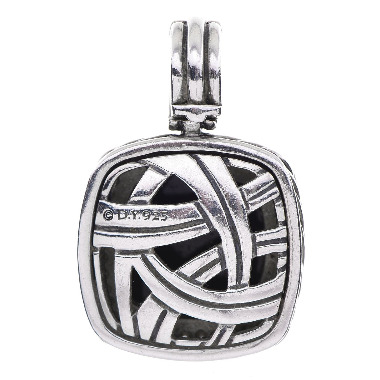 Sterling Silver Diamond Onyx 14mm Albion Enhancer Pendant
