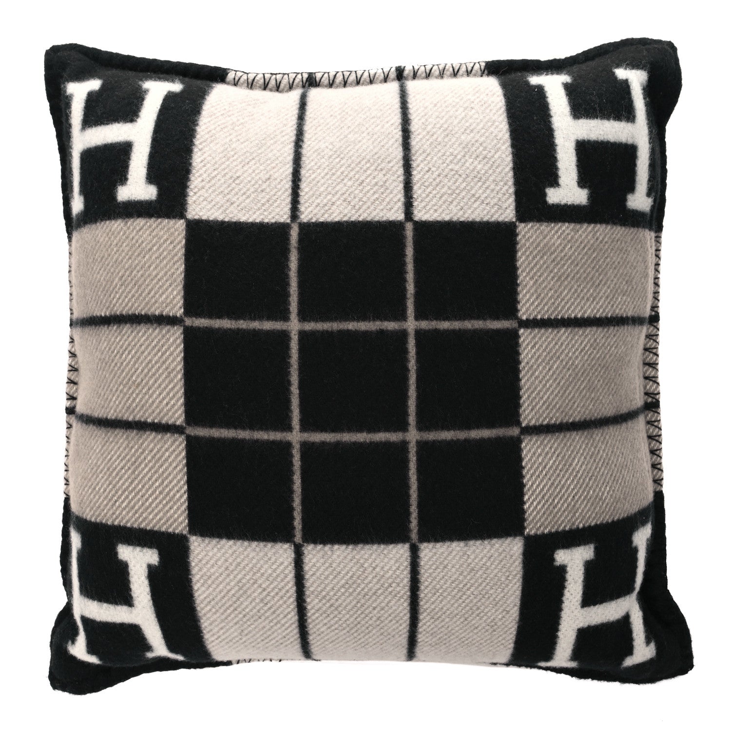 Hermes Wool Cashmere Avalon III Pillow PM Ecru Black 1 of 3