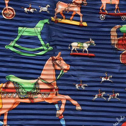 Hermes Silk Plisse Raconte Moi Le Cheval Scarf 90 4 of 6