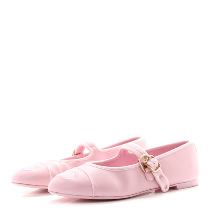 Chanel Lambskin Mary Jane Flats 37.5 Light Pink 4 of 10