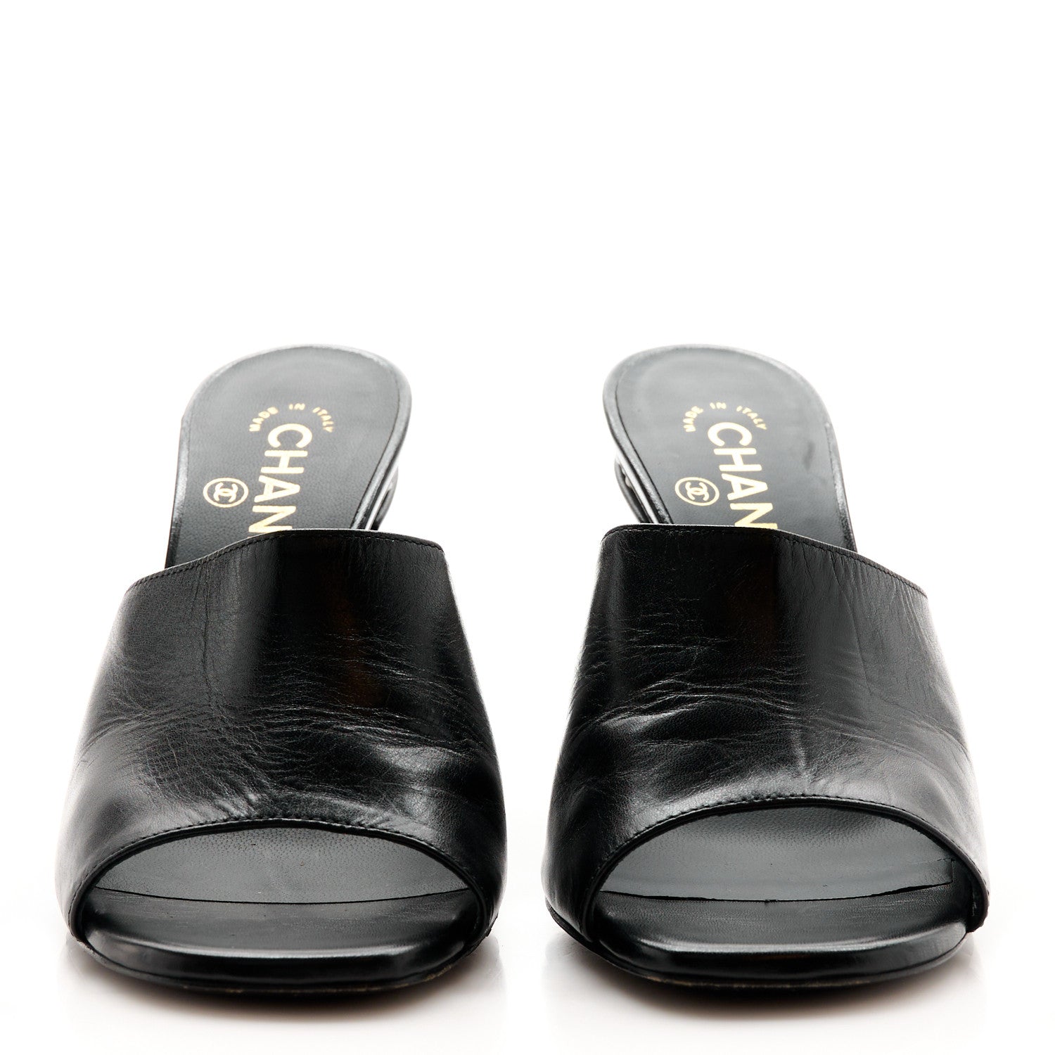 Chanel Shiny Goatskin Pearl Mule Sandals 38 Black 2 of 10