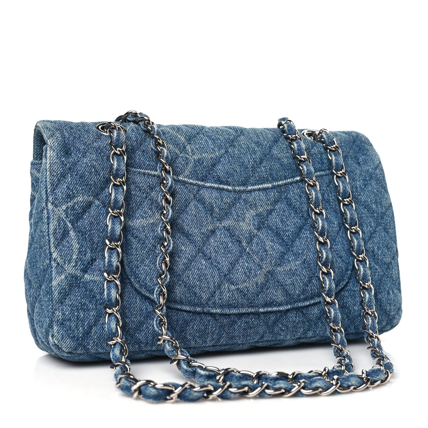 Chanel Denim Quilted CC Print Medium Single Flap Blue 3 of 10