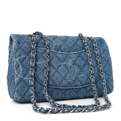 Chanel Denim Quilted CC Print Medium Single Flap Blue 3 of 10