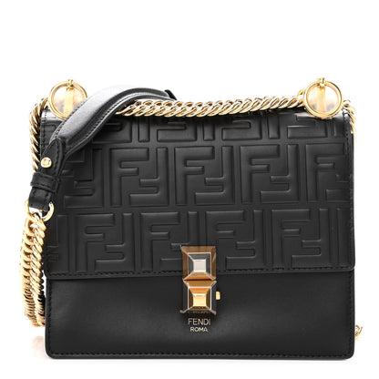 Fendi Vitello Liberty FF 1974 Embossed Small Kan I Shoulder Bag Black 1 of 10