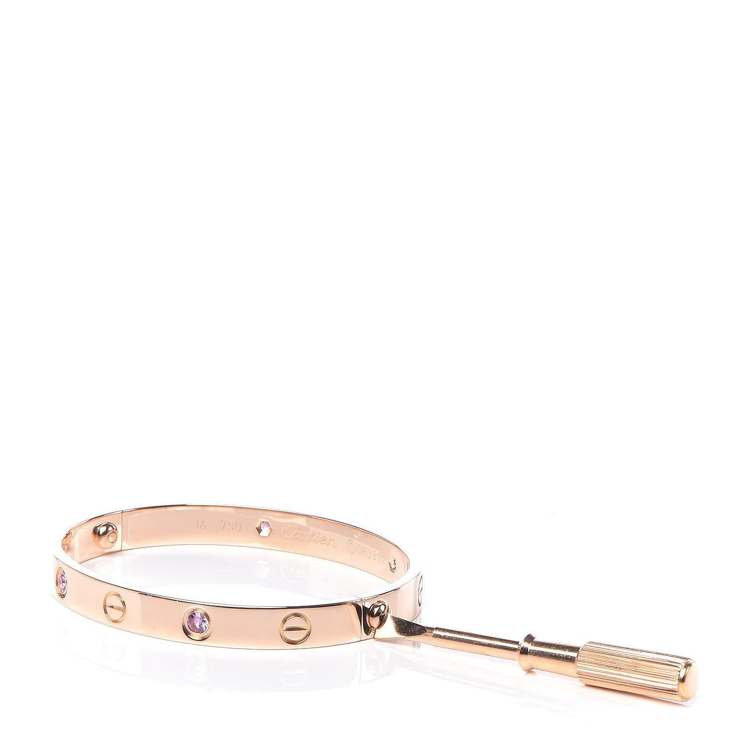 Cartier 18K Pink Gold 4 Pink Sapphire LOVE Bracelet 16 4 of 7