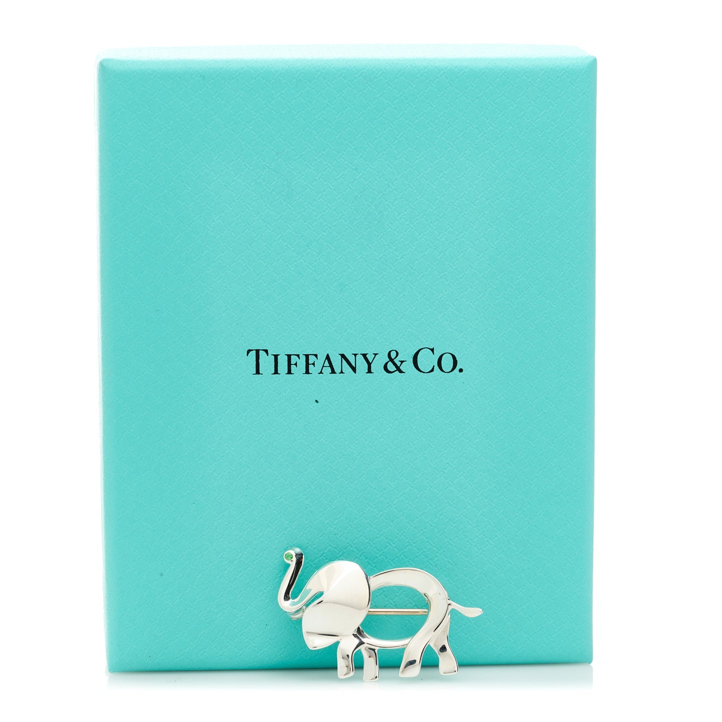 Sterling Silver Tsavorite Save the Wild Elephant Brooch